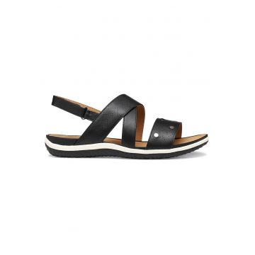 Sandale dama -  piele ecologica - negru/alb