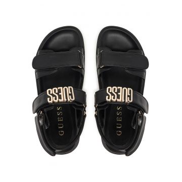 Sandale dama -  piele ecologica - negru - sistem inchidere Velcro