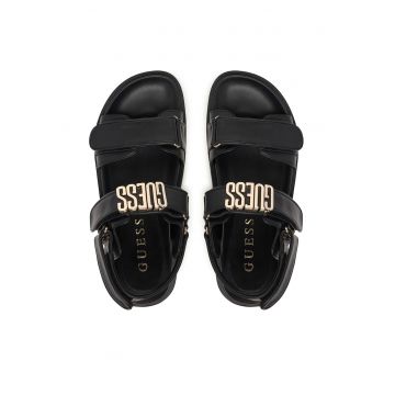 Sandale dama -  piele ecologica - negru - sistem inchidere Velcro