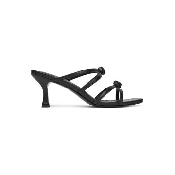 Sandale dama -  piele ecologica - negru - toc stiletto