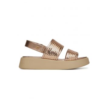 Sandale dama -  piele ecologica - roz - sistem inchidere Velcro