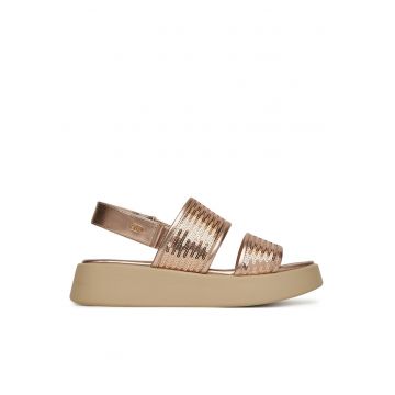 Sandale dama -  piele ecologica - roz - sistem inchidere Velcro
