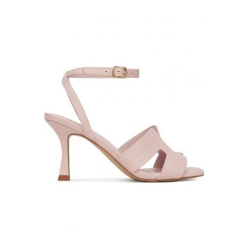 Sandale dama -  piele ecologica - roz - toc con
