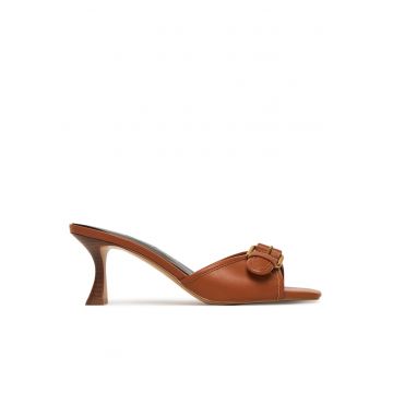 Sandale dama -  piele ecologica - stiletto - maro