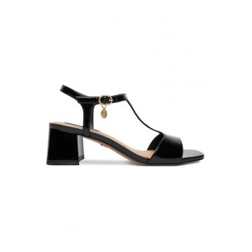 Sandale dama -  piele ecologica - toc bloc - negru
