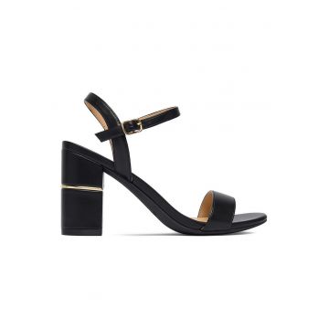 Sandale dama -  piele ecologica - toc clasic - negru