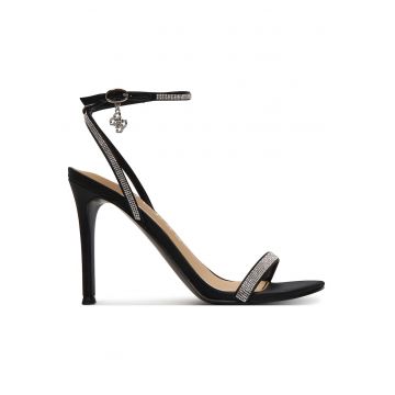 Sandale dama -  piele ecologica - toc stiletto - negru