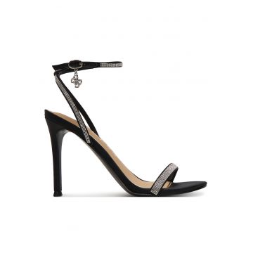 Sandale dama -  piele ecologica - toc stiletto - negru
