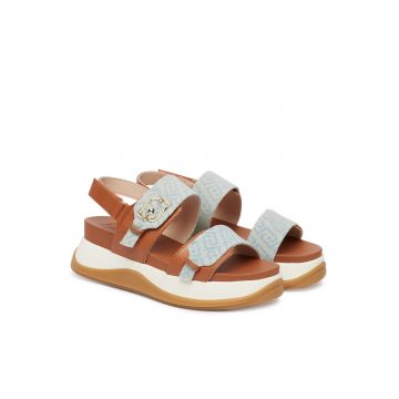 Sandale dama -  piele ecologica - velcro - multicolor