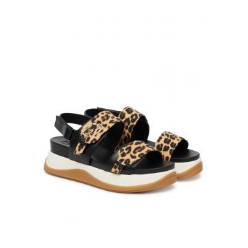 Sandale dama  piele ecologica - velcro - multicolor