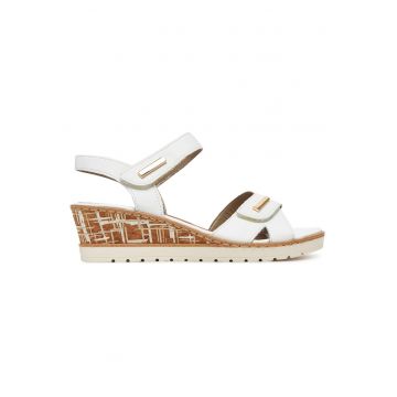 Sandale dama  piele naturala - alb - inchidere velcro