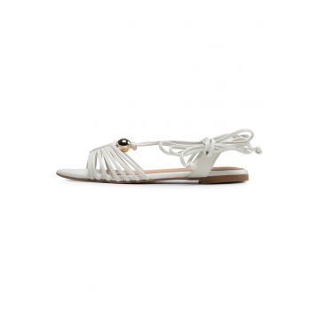 Sandale dama -  piele naturala - alb -
