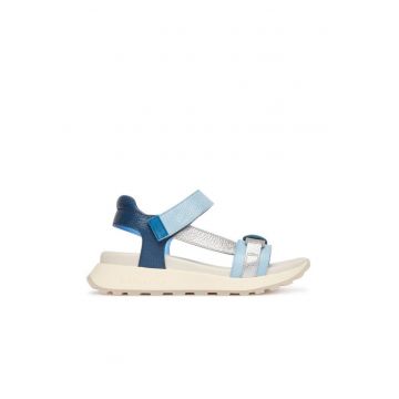 Sandale dama -  piele naturala - albastru/argintiu - velcro