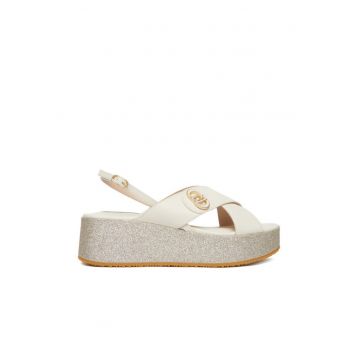 Sandale dama -  piele naturala - albe