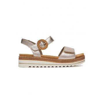 Sandale dama -  piele naturala - auriu - velcro