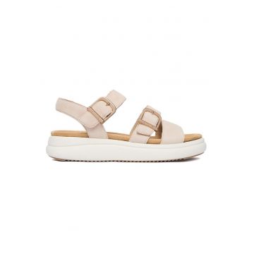 Sandale dama -  piele naturala - bej - inchidere velcro