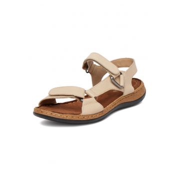 Sandale dama  piele naturala - bej - sistem inchidere velcro