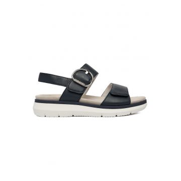 Sandale dama -  piele naturala - bleumarin - sistem inchidere Velcro