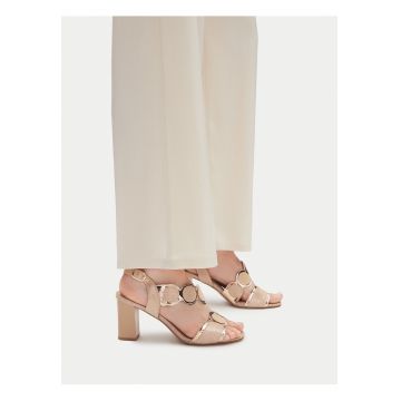 Sandale dama -  piele naturala - clasic - bej -