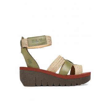 Sandale dama -  piele naturala - cu velcro - multicolor