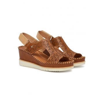 Sandale dama -  piele naturala - maro - sistem inchidere Velcro