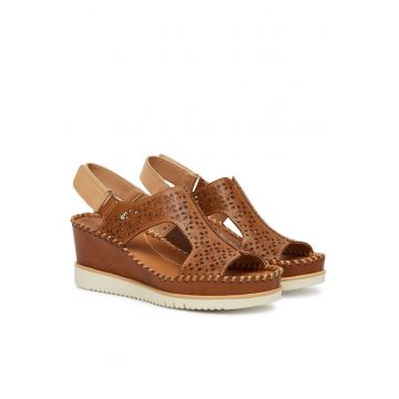 Sandale dama -  piele naturala - maro - sistem inchidere Velcro