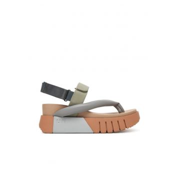 Sandale dama  piele naturala - multicolor - sistem inchidere Velcro