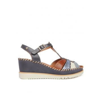 Sandale dama -  piele naturala - multicolor - sistem inchidere Velcro