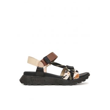 Sandale dama -  piele naturala - multicolor - sistem inchidere Velcro