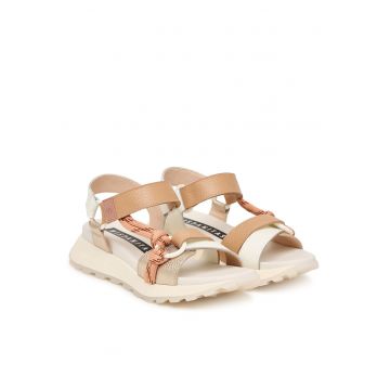 Sandale dama  piele naturala - multicolor - sistem inchidere Velcro