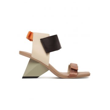 Sandale dama -  piele naturala - multicolor - sistem inchidere Velcro