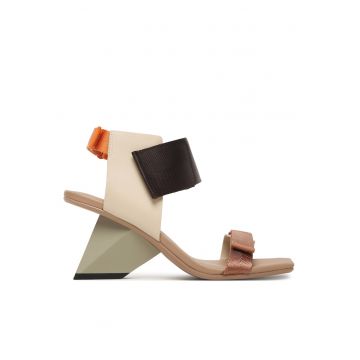 Sandale dama -  piele naturala - multicolor - sistem inchidere Velcro