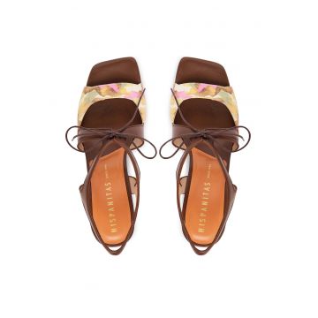 Sandale dama -  piele naturala - multicolor - tip toc clasic