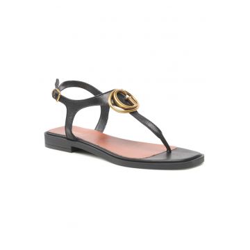 Sandale dama -  piele naturala - negru -