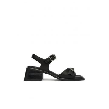 Sandale dama -  piele naturala - negru -