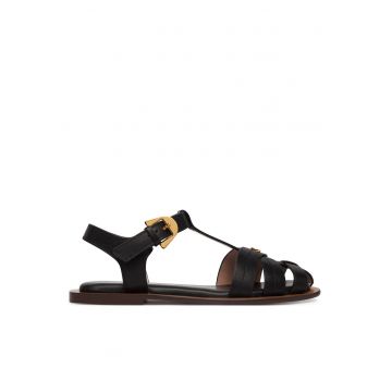 Sandale dama -  piele naturala - negru -