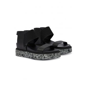 Sandale dama -  piele naturala - negru/gri