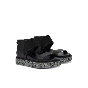 Sandale dama -  piele naturala - negru/gri