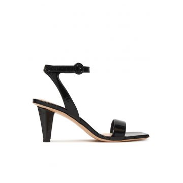 Sandale dama -  piele naturala - negru - tip toc clasic