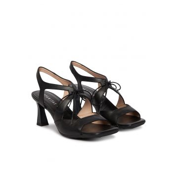 Sandale dama -  piele naturala - negru - toc clasic