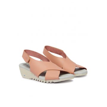 Sandale dama -  piele naturala - roz - sistem inchidere Velcro