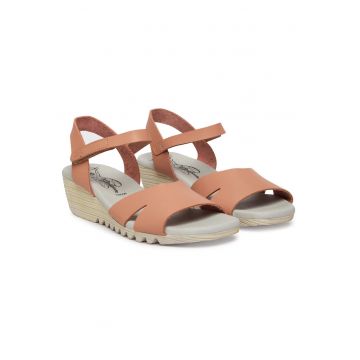 Sandale dama  piele naturala - roz - sistem inchidere Velcro