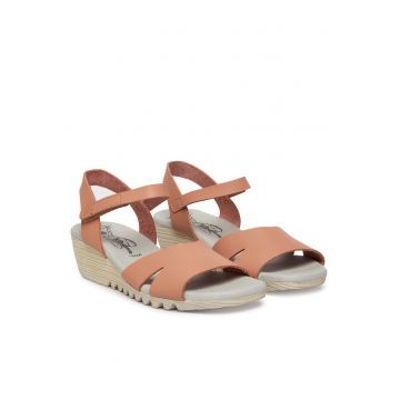 Sandale dama  piele naturala - roz - sistem inchidere Velcro