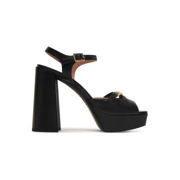Sandale dama -  piele naturala - toc clasic - negru