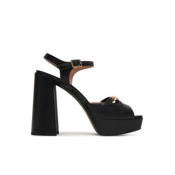 Sandale dama -  piele naturala - toc clasic - negru