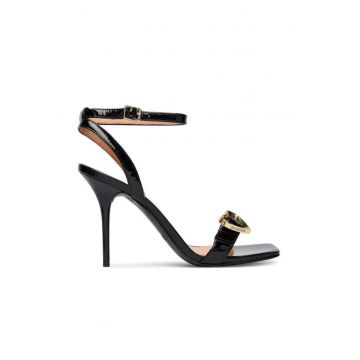Sandale dama -  piele naturala - toc stiletto - negru
