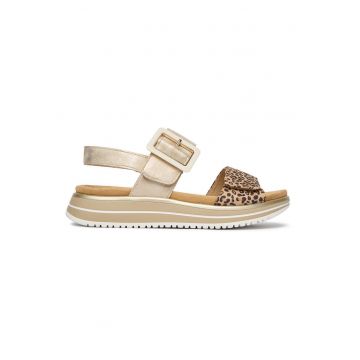 Sandale dama -  piele naturala - velcro - aurii