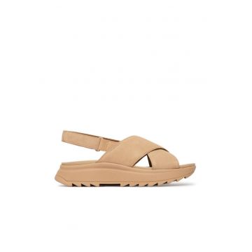 Sandale dama -  piele naturala - velcro - bej -