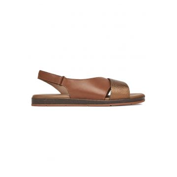 Sandale dama -  piele naturala - velcro - maro