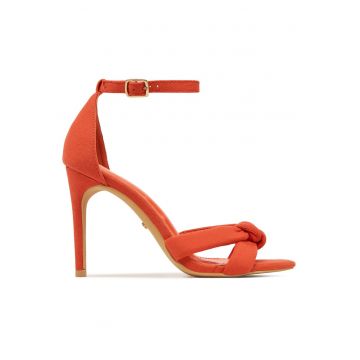 Sandale dama -  portocaliu - material textil - toc stiletto